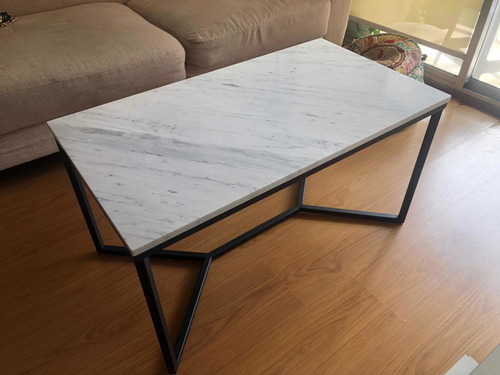 Mesa De Centro Rectangular Mármol Carrara 90 X 50 X 45 Alto