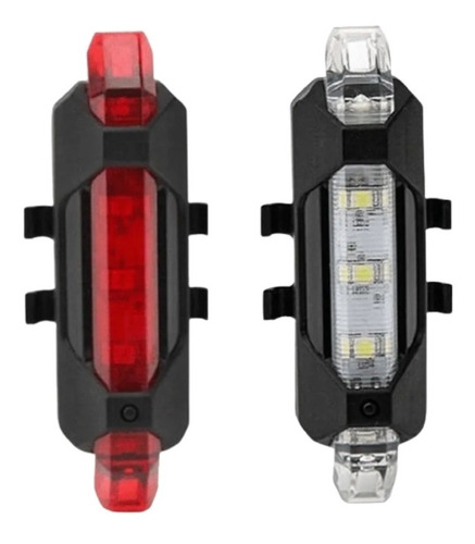 Juego Luces Led Bicicleta Recargables Delantera Trasera X 5 