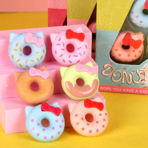 Pack 12 Gomas De Borrar De Donut Kawaii X 2 Cajas De 6 Pcs Color Rosa