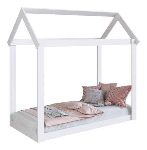 Mini Cama Infantil Casita Con Techo Para Colchón 150x70cm