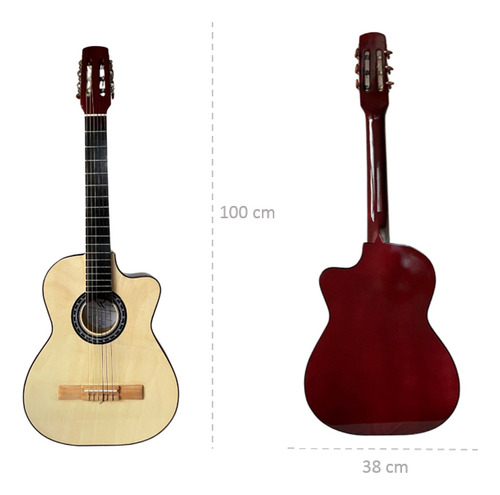Guitarra Acústica Curva Richard Paquete Básico De Accesorios Color Vino Orientación De La Mano Derecha