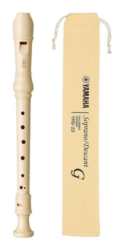 Imagen 1 de 10 de Flauta Dulce Soprano Yamaha Yrs-23 Escolar Con Funda Original Material Plástico Digitación Alemana Color Ivory