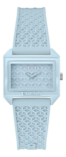 Reloj Guess Mod Heavy Metal Dama W1117l1 Plata Correa Agua Bisel Blanco Fondo Blanco