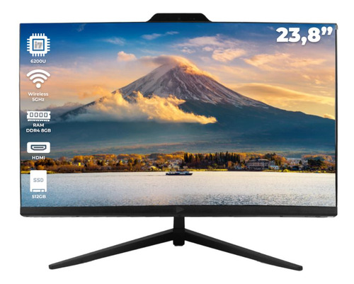 Computador All In One 23,8 Pol 8gb Ddr4 I5-6200u 512gb Novo