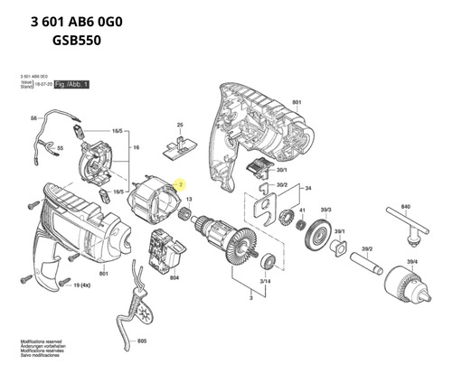 Motor Campo Para Rotomartillo Gsb550 Bosch 160422057b
