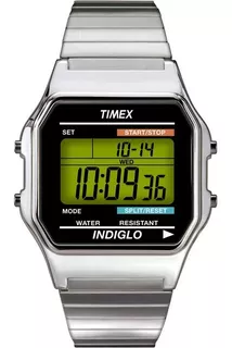 Timex Relógio Digital Clássico Masculino, Prateado