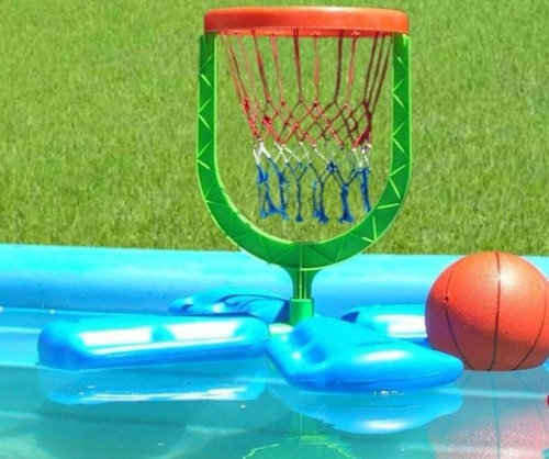 Imagen 4 de 10 de Aro Basquet Agua Pileta Waterpolo + Pelota Aqua Juegosol