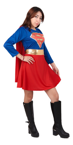 Disfraz Supergirl, Para Dama Mujer Adulto, Cosplay, Superchica, Girl, Princesa, Wonder Woman, Super Mujer, Super Héroe, Increíble.