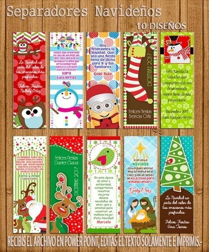 Kit Imprimible Editable Separadores Navidad  -  10 Modelos