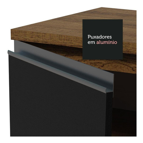 Cozinha Completa Cant Madesa Glamy 504001 Armário Bancada Rp Cor Rustic/Preto