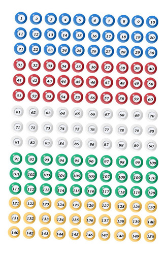 150 Bolas De Bingo, Bolas De Rifa, Números Del 1 Al 150,