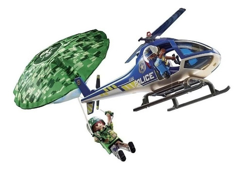 Playmobil Helicoptero Policia Persecucion Paracaidas 70569 