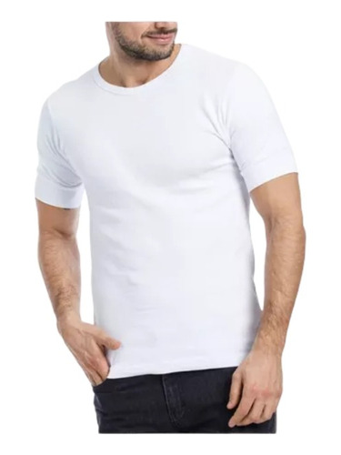 Remera De Hombre Eyelit Manga Corta Algodón Lisa Blanca