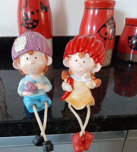 Casal Boneco Resina Casa E Jardim Enfeite Estatueta