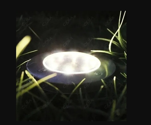 Luminária Solar Spot Jardim 8 Leds Espeto Grama Kit 8 Uni Cúpula Preto Estrutura Preto