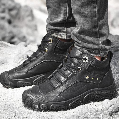 Botas Zapato Casual Hombre Cuero Cómodo Intemperie A2022