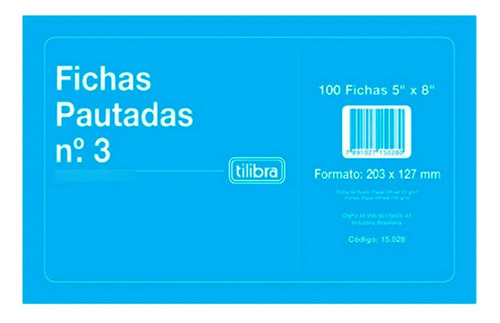 Ficha Pautada Nº3 5x8 C/100 Fichas Tilibra