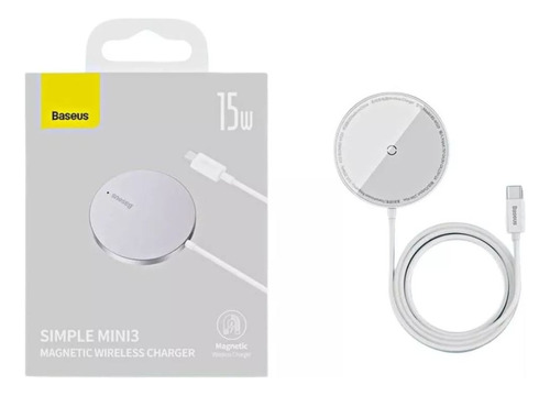 Cargador de inducción Baseus Qi de 15 W para iPhone 11, 12 y 14 pulgadas, Magsafe, color blanco