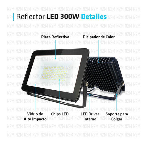 Imagen 3 de 10 de Reflector Led 300w Multiled Alta Potencia Exterior Premium