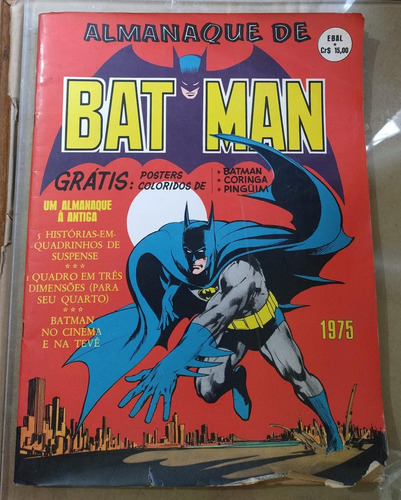 Almanaque De Batman 1975 - Com Pôster - Com Pequeno Dano - 68 Páginas Em Português - Editora Ebal - Formato 27 X 36 - Capa Mole - 1975 - Bonellihq Cx379 K23