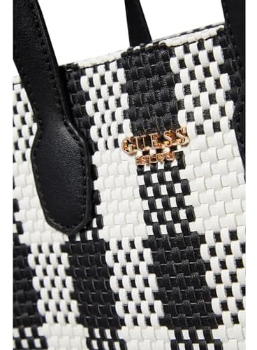 Guess Mini Bolso Tote Silvana Con Doble Compartimento, Negro