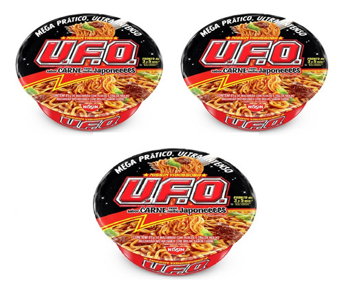 Yakissoba Nissin Macarrão Instantâneo Ufo Mega 97g Kit3unid