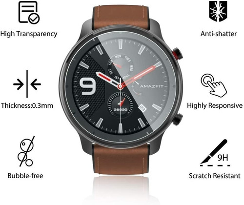 2 Micas D Cristal Templado 9h Premium Para Amazfit Gtr 47 Mm