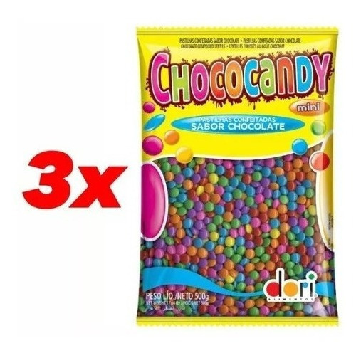 3 Confeitos De Chocolate Mini - Chococandy 500g Dori