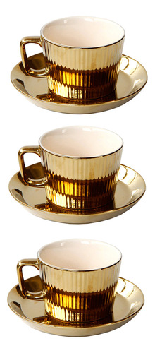 Taza De Café Espresso De Porcelana Chapada En Oro De 250 Ml,