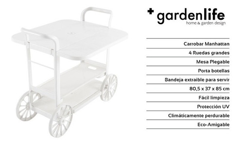 Carro Bar Plastico Auxiliar Mesita - Manhattan Garden Life - Ideal Pileta  Jardin | MercadoLibre