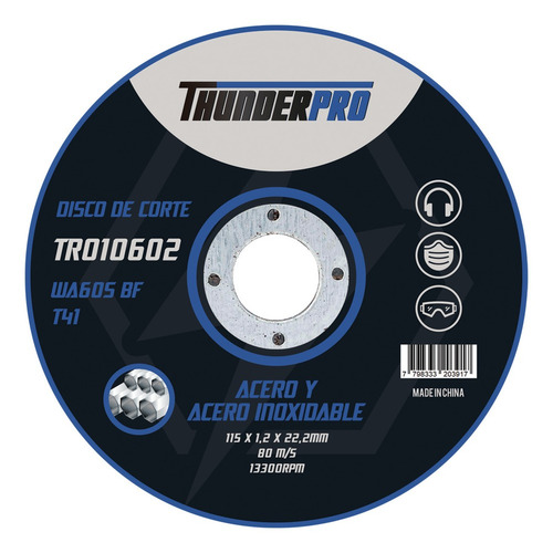 Imagen 1 de 4 de Disco De Corte Plano 115 X1.2 -caja X50u Thunderpro Tr010602