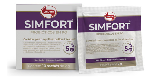 Probióticos Simfort Vitafor 10 Sachês De 2g Sabor Sem sabor