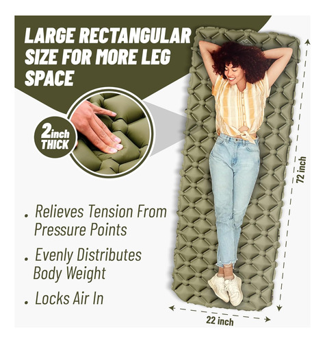 Colchoneta Dormir Acampar Ultraligera, Mochileros, Colc...
