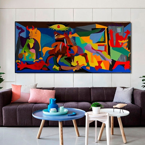 Imagen 2 de 8 de Cuadro- Guernica Pablo Picasso-color 3 130x60 Cm.