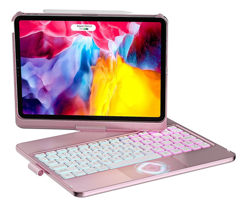 Funda 360 Grados Teclado Touchpad Para iPad Air 4ta/5ta Rosa