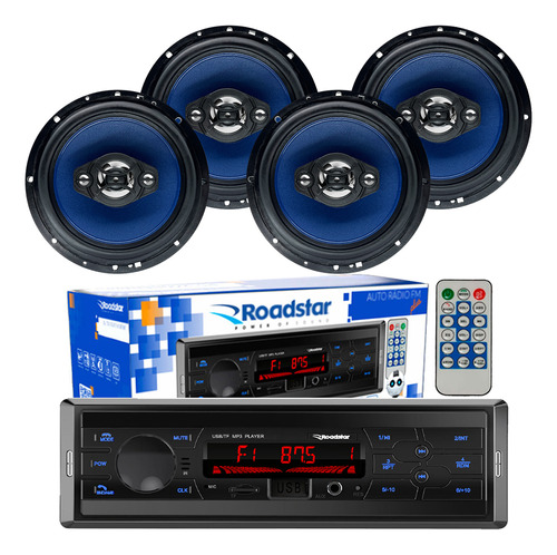 Kit Auto Falante 6 + 6 Pol + Toca Radio Bluetooth Player Usb