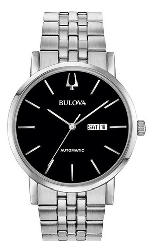 Reloj Bulova Classic Automático Para Hombre 96c132 Color De La Correa Plateado Color Del Bisel Plateado Color Del Fondo Negro