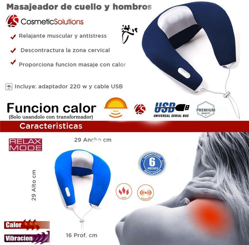 Imagen 3 de 10 de Masajeador Cervical Masaje Cuello Nuca Calor Infra Garantia
