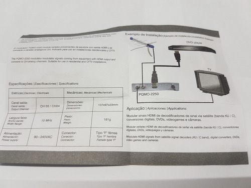 Modulador Hdmi Rf Conversor Hdmi To Rf Canal 3/4 Cftv Uhf