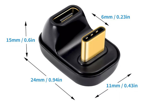 Adaptador 40gbps Usb 3.1 Tipo C 90° Graus Angular