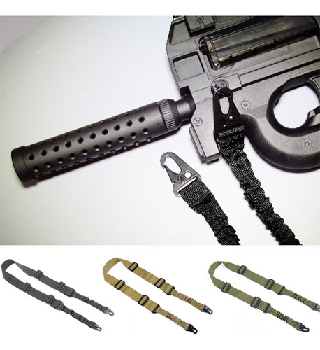 Portafusil Tactico Bungee 2 Punto Eslinga Militares Caza Color Negro