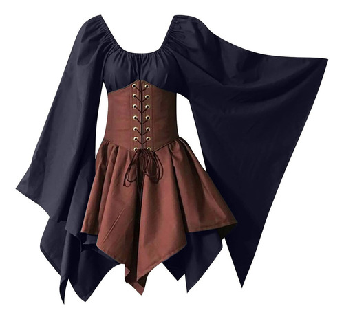 Vestido Renacentista Medieval Para Mujer Con Corsé, Disfraz