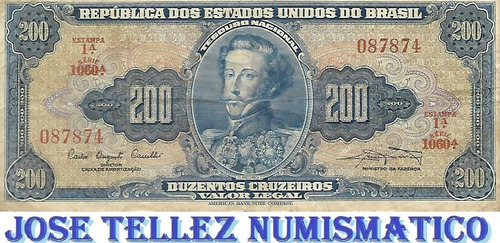 Brasil Billete 200 Cruzeiros Año 1944 B+ Palermo