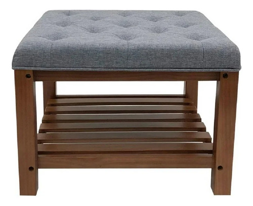Taburete Estructura Madera Cuadrado 60 X 60cm Gris