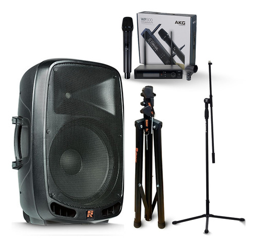 Caixa Ps 1501 Staner Voz Violão Microfone Akg + Pedestal