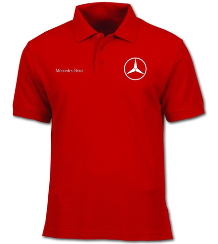 Camiseta Tipo Polo Mercedes-benz Logos Bordados