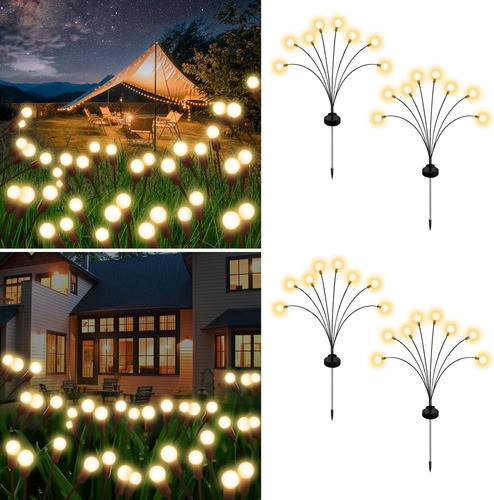 4 Lamparas Solares Led Para Jardin Suelo Exterior Decoracion