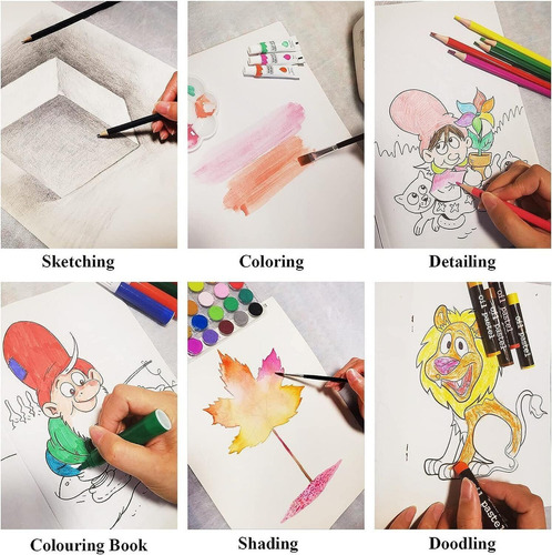 Komita® Kit De Dibujo Plumones Set De Arte Profesional De Dibujo Colores Marcadores Lápices 145pcs Aplicable A Técnico Para Principiantes, Artistas, Niñas Y Niños