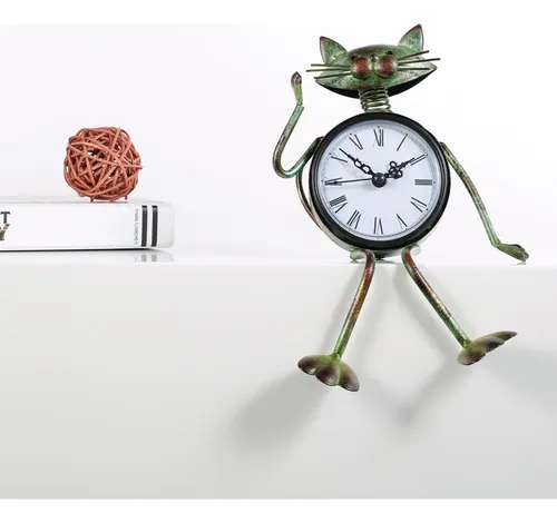 Reloj Vintage Hecho A Mano Con Forma De Gato, Figura De Meta