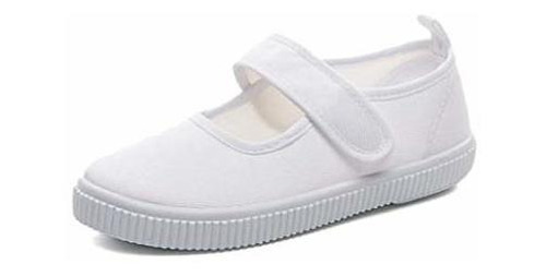 Zapatillas De Lona Blancas Mary Jane Para Niños/niñas